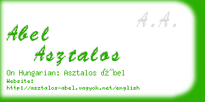 abel asztalos business card